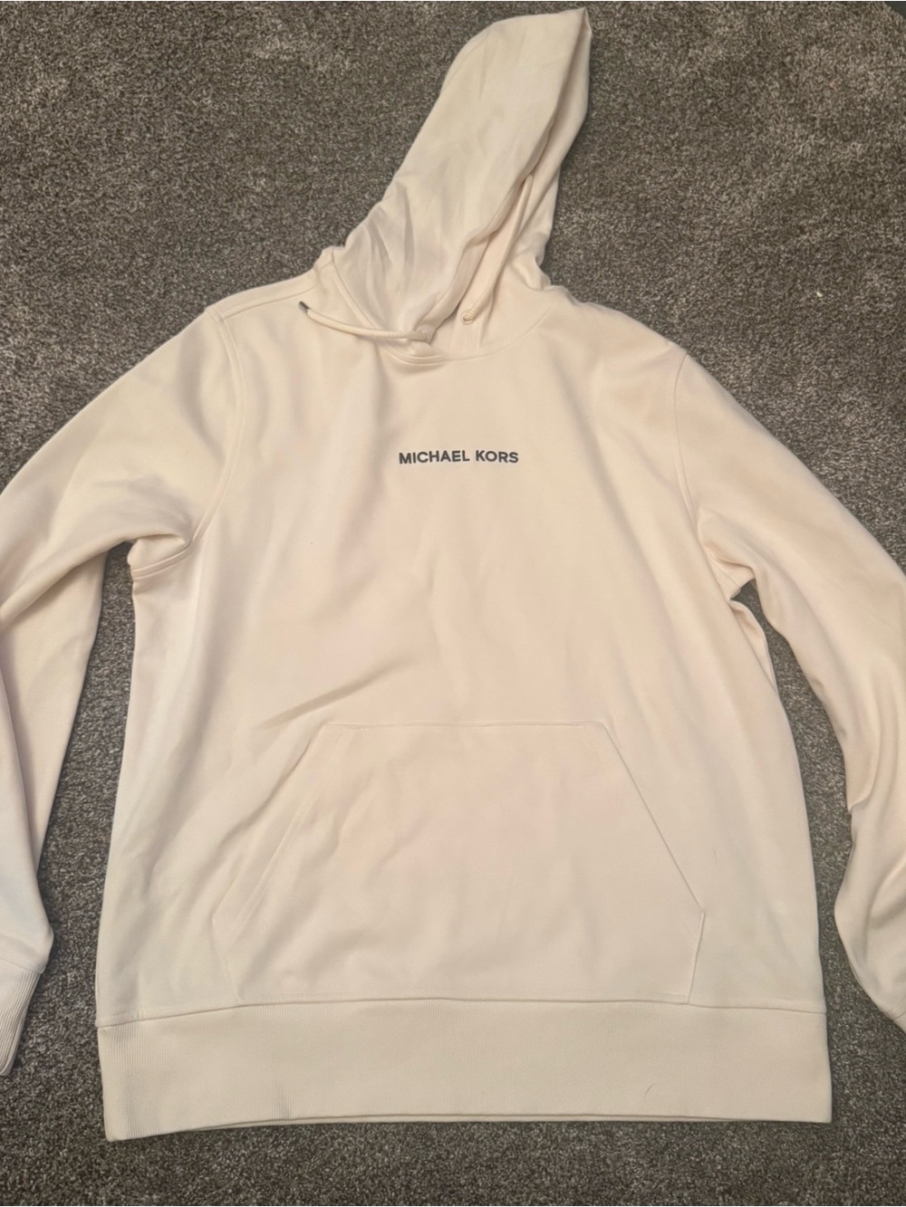 Michael Kors Hooded Sweatshirt Size L Bone Beige NWT MK Logo Pullover Hoodie